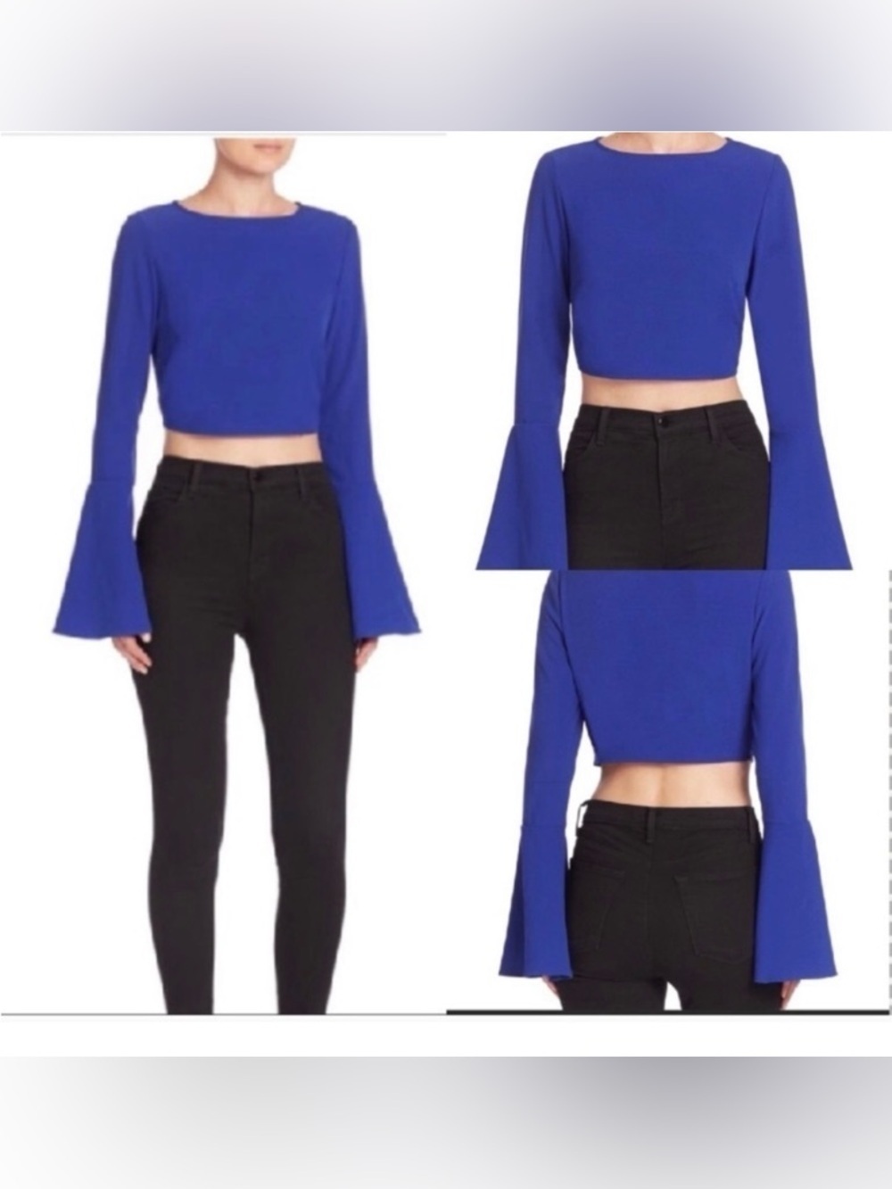 Kendall & Kylie Vibrant Blue Flare Sleeve Crop Top